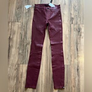 J BRAND L8001 Mid Rise Stretch Lamb Leather Skinny Ankle Zip in BARONESS 23